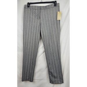 Worthington Ultra Stretch Ponte Pants Womens 8 Gray Herringbone Straight Ankle